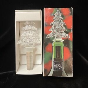 Mikasa Holiday Time Crystal Christmas Tree Wine Liquor Seasonal Bottle Stopper